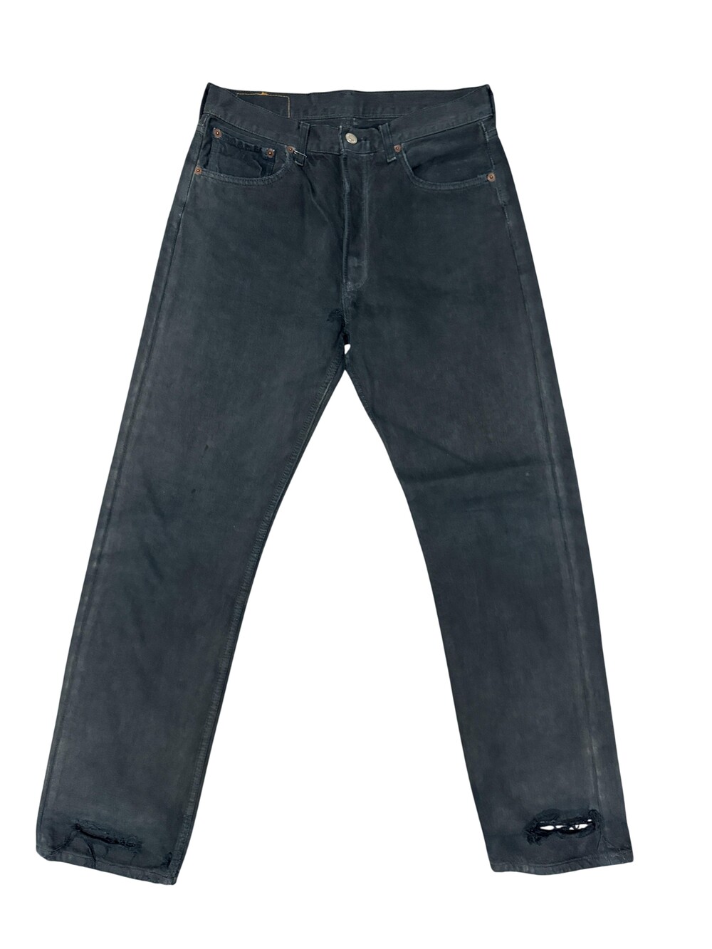 Levis 505 Jeans Mens 30x31 Black Straight Denim Distressed Faded vintage 90s